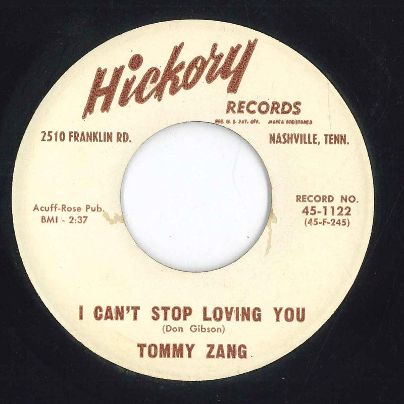 

7inch Record TOMMY ZANG I Cant Stop Loving You 451122 HICKORY RECORD 1960 US Pop Used
