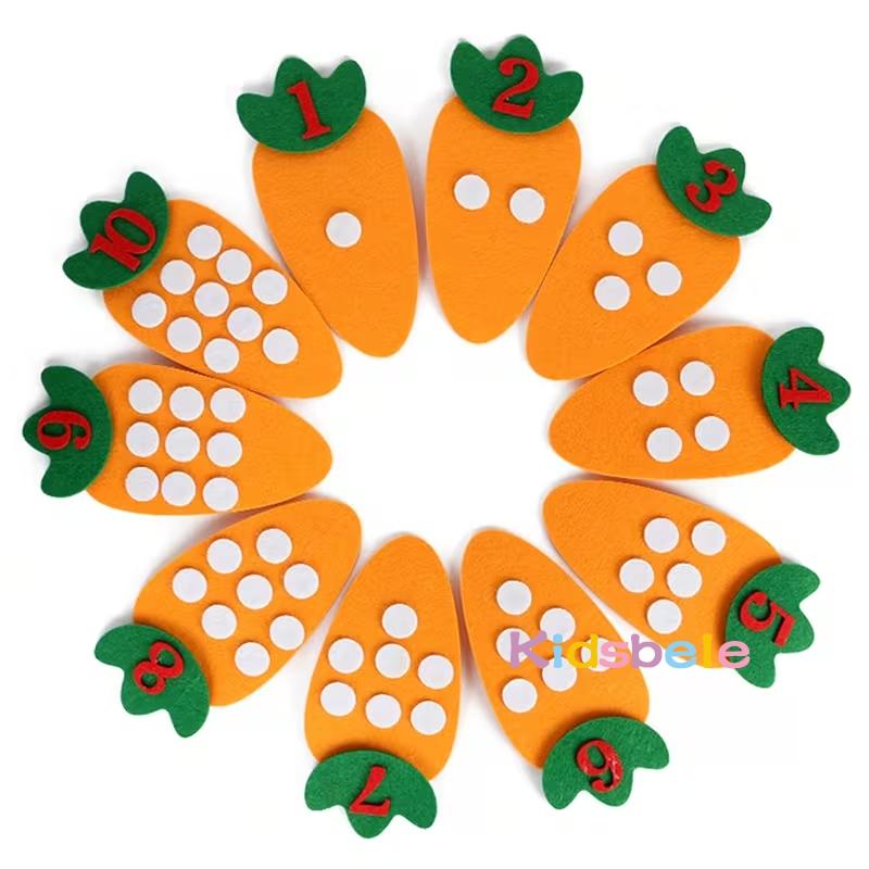 Children Diy 1-10 Number Montessori Digital Carrot Cartoon Math Teaching Aid Number Cognitive Kindergarten Activity Material Toy