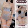 Foreign Trade Sexy Three-point Hollowed-out Erotic Underwear Striped Breast Split Two-piece Set European and American Pure Desire Bikini