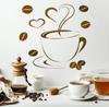 Creative Cartoon Coffee Cup Wall Stickers, Removable Self-Adhesive for Bedroom Living Room Background Decor