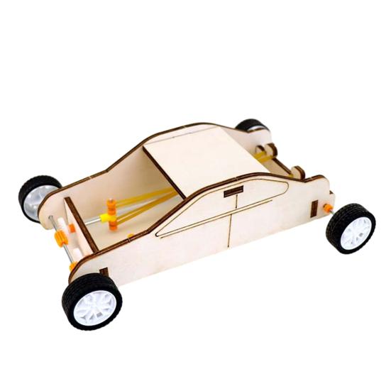 1 Set Car Science Double Power Rubber Band DIY Toy Handmade Accessories Creativity & Hands-on Skills Training