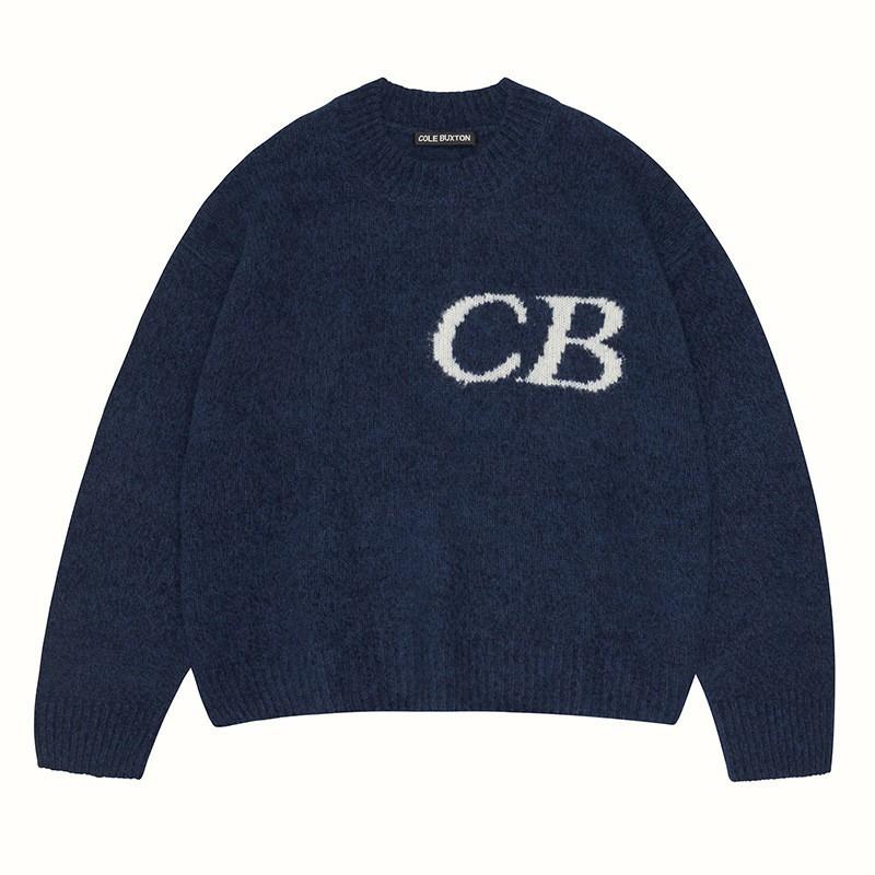 Unisex Retro Streetwear Strickpullover mit CB Rundhalsausschnitt Lockerer Sitz Acryl Pullover Herren Damen