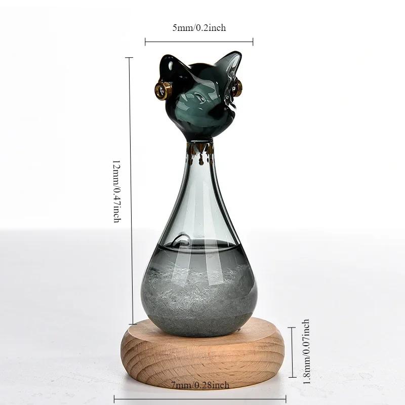 1 stück Ägyptische Katze Wettervorhersage Flasche Predictor Monitor Glas Sturm Flasche Mit Holz Basis Desktop Ornamente Zimmer DecorGifts