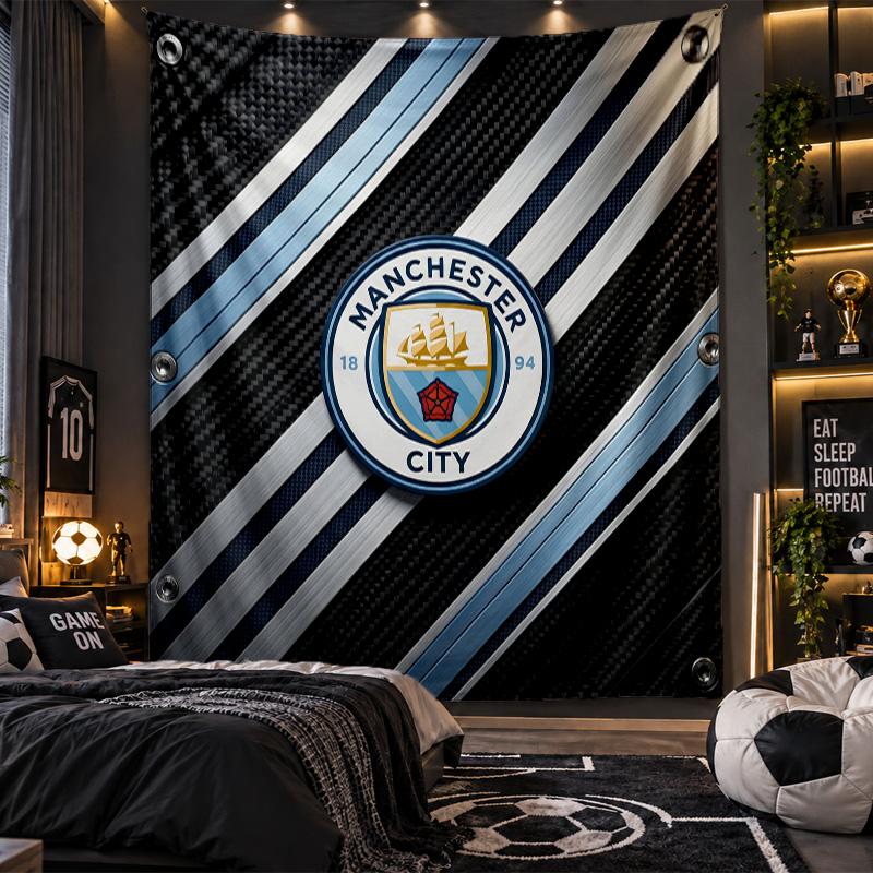 Wall Hanging Tapestry Manchester City Print Cloth for Living Room Bedroom Home Decor