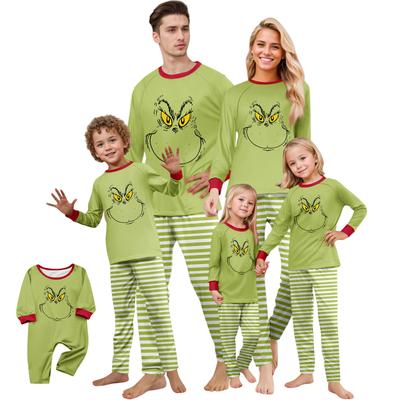 Print Cute Family Set Pajamas, Home Clothes, Family Set Long Sleeve Top Pants Set
