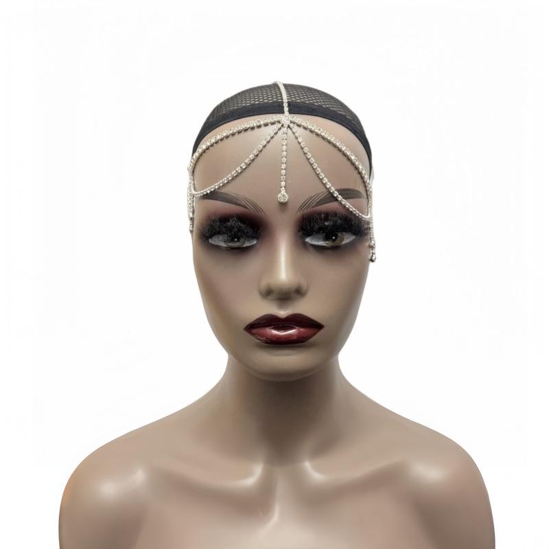 Exotic Rhinestone Forehead Chain: Sparkly Diamond Tassel Headdress for Hanfu INS Style