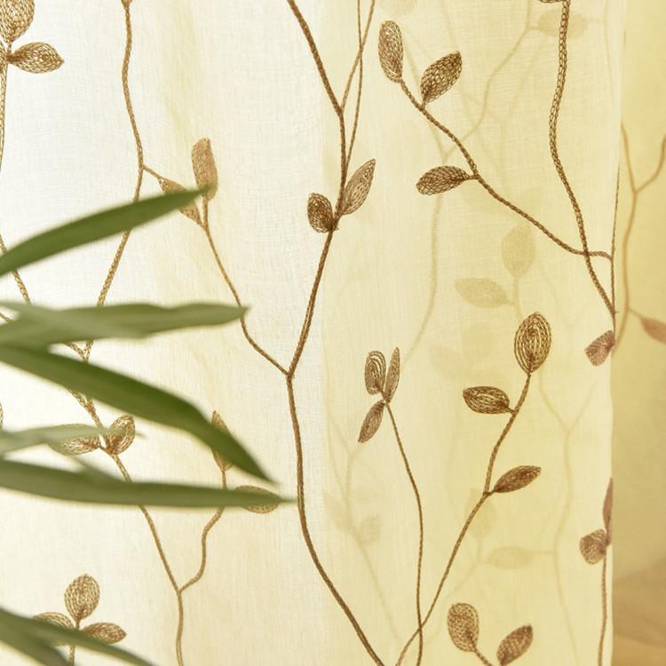 Window Screen Grey Branches Towel Embroidery Curtain Embroidery Leaves