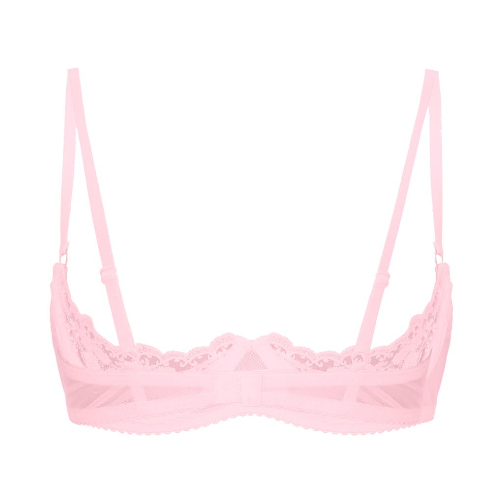 Womens Floral Lace Underwired Brassiere Sheer Design Adjustable Strap Unlined Lingerie Bra