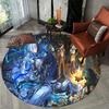1Pc Fantasy World Adventure Flannel Round Rug Soft Non Slip Circular Office Carpet Floor Mat Bedroom Living Room Xmas Gift S1846