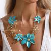 N11118 Personality Trend Enamel Drip Glaze Flower Pendant Necklace Internet celebrity ins Wind Hollow Petal Necklace