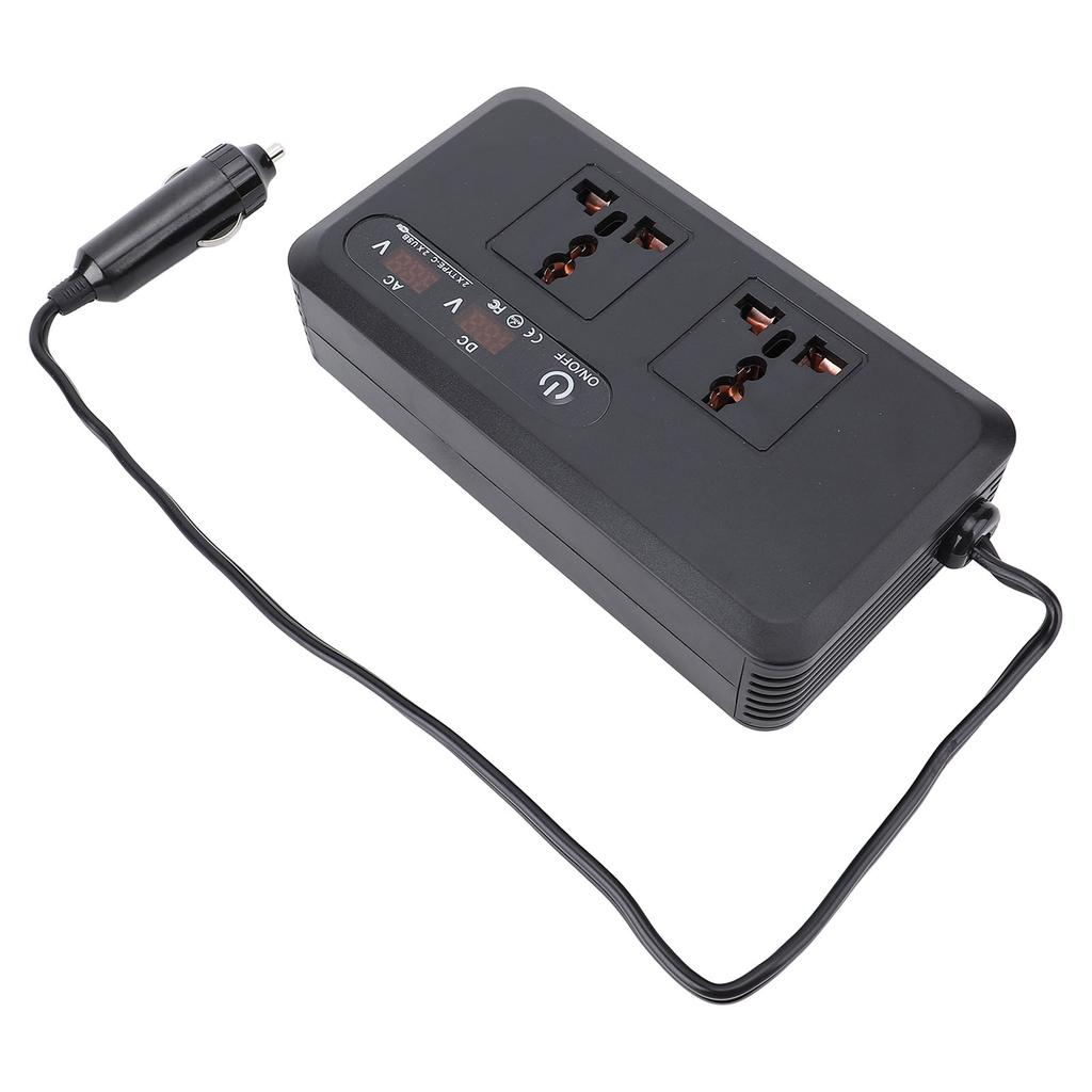 200W DC to AC Car Inverter 12V DC USB Type C Fast Charging Car Outlet Adapter Converter with 2 Universal Sockets for
