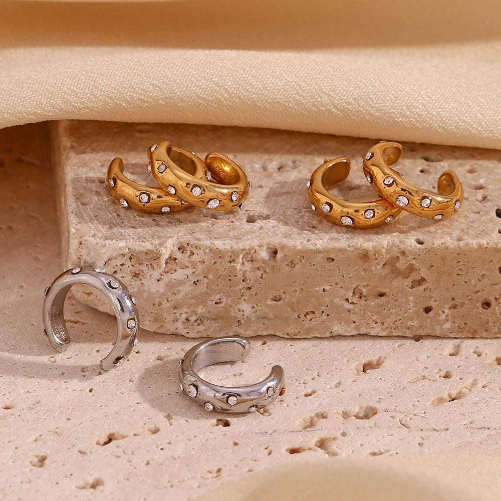 MamacitaSlay 18K Gold Plated Stainless Steel C-shaped Clip Earrings Party Creative Waterproof Jewelry Women's Simple Accessories
