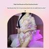 Alluring Deep V Japanese Kimono Pajamas Set with Sheer Outer Blouse and Bathrobe - Women's Sensual Lingerie