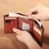Luxury Men's Top Layer Cowhide Trifold Wallet RFID Blocking Protection ID Window, 8 Ample Card Slots, 2 Deep Cash Pockets, Premium Money Bag