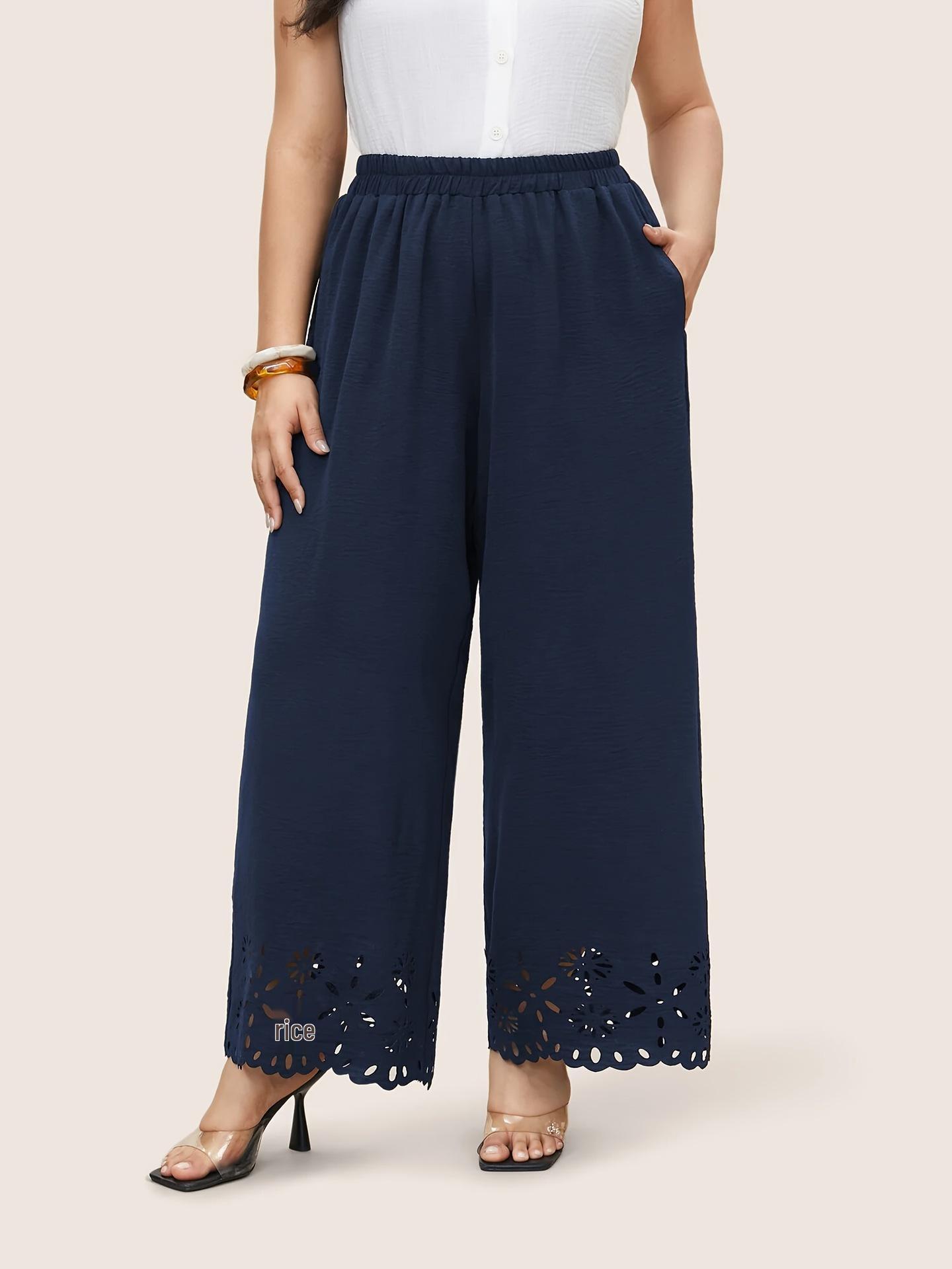 

European & American Women s Slimming Wide Leg Elastic Waist Pants - Spring/Summer 2026 4XL темно-синього кольору