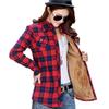 Women's 2025 Autumn/Winter Fleece-Lined Plaid Shirt: Thick, Slimming, Long-Sleeve Cotton Shirt