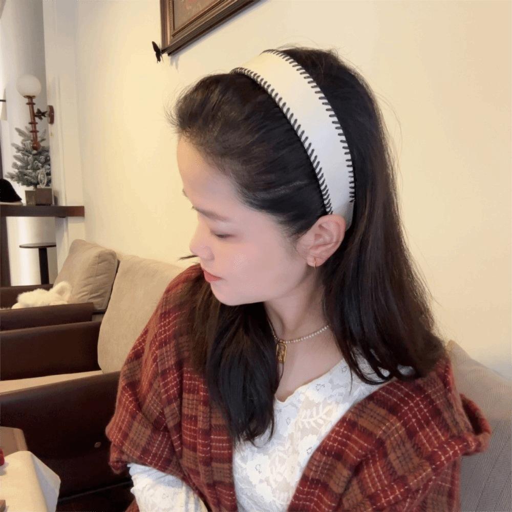 Temperament Solid Color Leather Headband Korean Style Non-Slip Women Hair Hoop Headwear Coffee Wide Edge Hairband Women