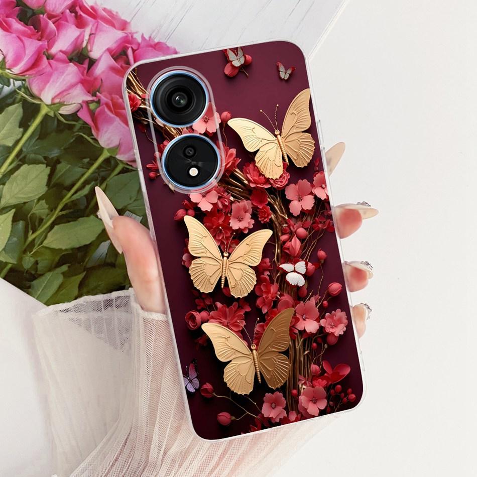 For OPPO Reno8 T 5G CPH2505 / Reno8 T CPH2481 (Reno 8T 4G) Cute Flower Butterfly Cat Painted Case Soft Silicone TPU Phone Cases