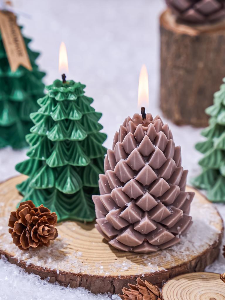 Neue Weihnachtsbaum-Silikon-Kerzenform DIY Handgemachte Seife 3D Kiefernzapfen Duftkerzenherstellung Zubehör Weihnachtsdekoration Geschenk