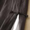 Gray Cotton Linen Casual Elastic High Waist with Lining Women's Pants Wide Leg Ankle-Length Pants for Women Clothing Fashion