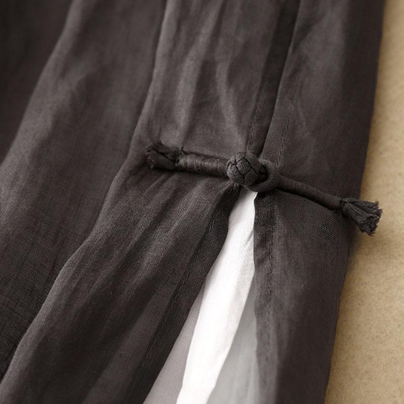 Gray Cotton Linen Casual Elastic High Waist with Lining Women's Pants Wide Leg Ankle-Length Pants for Women Clothing Fashion