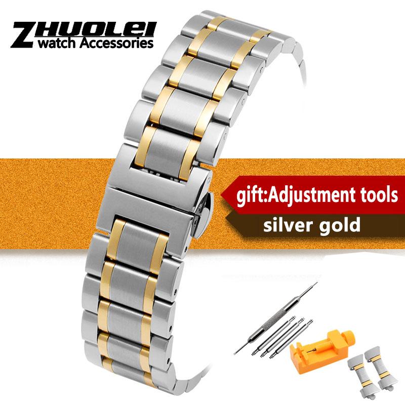 Watch Bracelet For Any Brand Wristband Stainless Steel 14 15 16 17 18 19 20 21 22 23 24mm with Curved Strap Accessories Bands