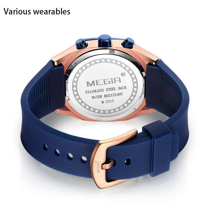 New Men's Three-eye Six-pin Fashionable Multifunctional Luminous Waterproof Watch