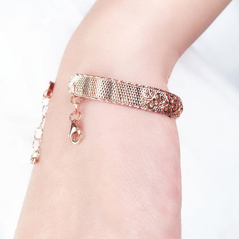 Rose Gold Plated Purple Gold Rich Flower Classic Light Luxury Fashion Color Gold Wide Version Bright Bracelet