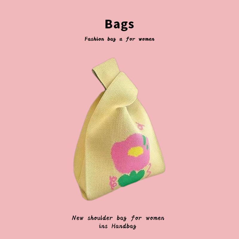 

Женская модная вязаная сумка-тоут с жилетом «Панда» — универсальная сувенирная сумка Small flower розовый