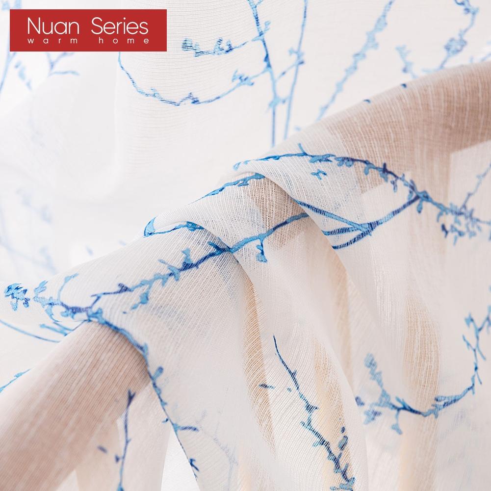 1PC Nuan Series Botanical Pattern Translucent Door Curtain, Simple Rod Pocket Sheer Door Curtain for Kitchen Bedroom Living Room Home Decor