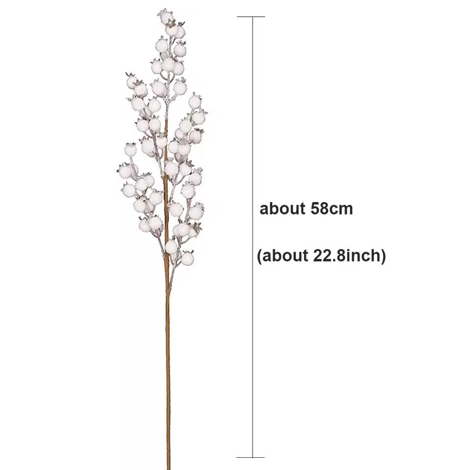 1Pcs Artificial White Berries Stems Christmas Berry Branches For Flowers Arrangements&Home DIY Crafts Fake Snow Tree Decorations