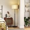 Floor Lamp with Remote, Height Adjustable Standing Lamp with Linen Shade, Dimmable with 3000K-6000K Adjustable Colour Temperatures