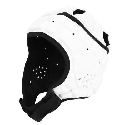 Rugby Wyściełane Nakrycie Głowy dla Młodzieży Gąbka EVA Regulowane Miękka Skorupa Kask do Futbolu Flagowego Ochraniacz Głowy do Piłki Nożnej Sporty Biały