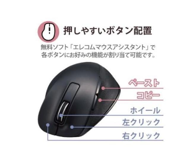 ELECOM Time-Saving Mouse with Copy & Paste Function, Black, 1 Piece, M-KN4DBSKBK