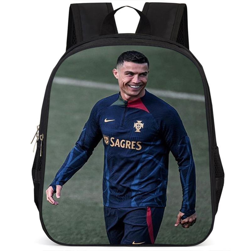 Spacious 15 Inch Cristiano Ronaldo School Backpack For Kids Lightweight Oxford Fabric