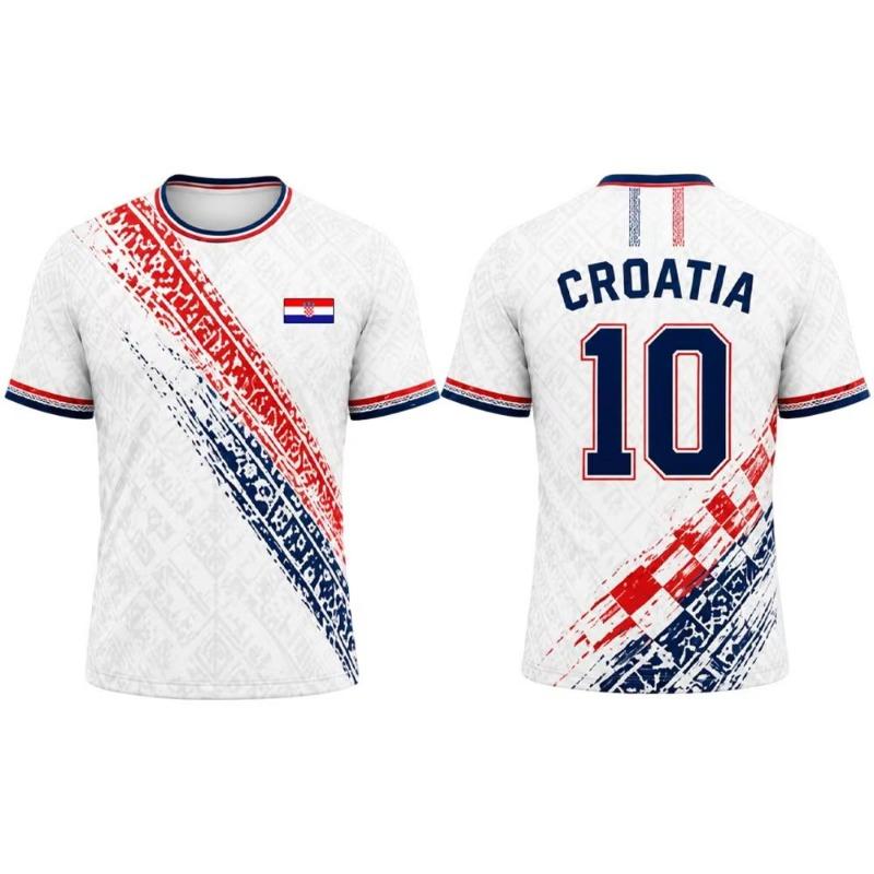 Kids Men's Croatia Soccer Jersey Checkerboard Folk Pattern Graphic Quick Dry Breathable Football Training T-Shirt for Fans