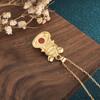 2022 Year of the Tiger Zodiac Gold-Plated Pendant Necklace with Imitation Red Agate