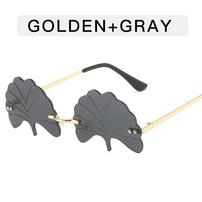 Leaf Shape Women Sunglasses Rimless Hip Hop Style New Stylish Sun Glasses Men European American Women's Sunglasses