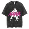 Japanese Anime Nana Osaki Print Vintage Washed Tshirt Harajuku Streetwear Graphic T-Shirt Summer Short SleeveTshirt