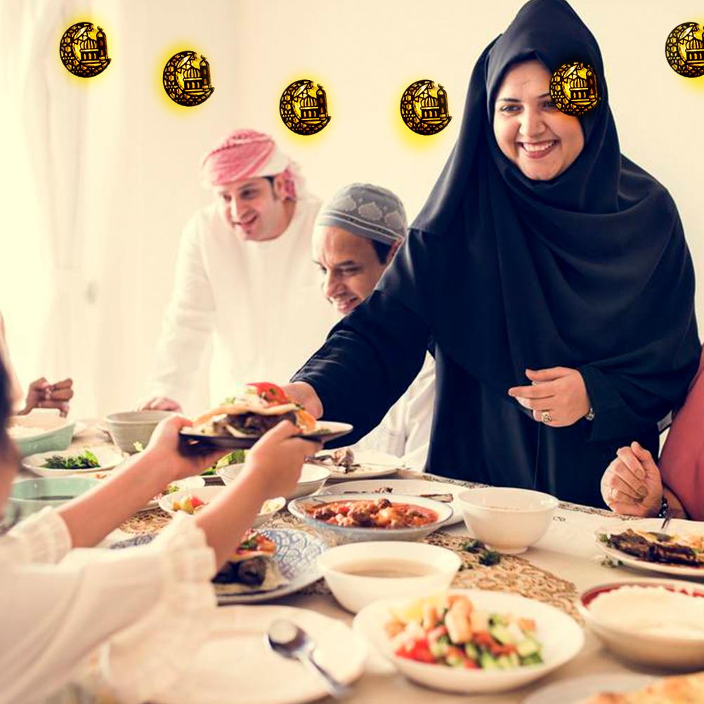 Ramadan Eid Lichterkette Batteriebetrieben Mond Stern Lampe Mubarak Mond LED Lichterkette für Innen