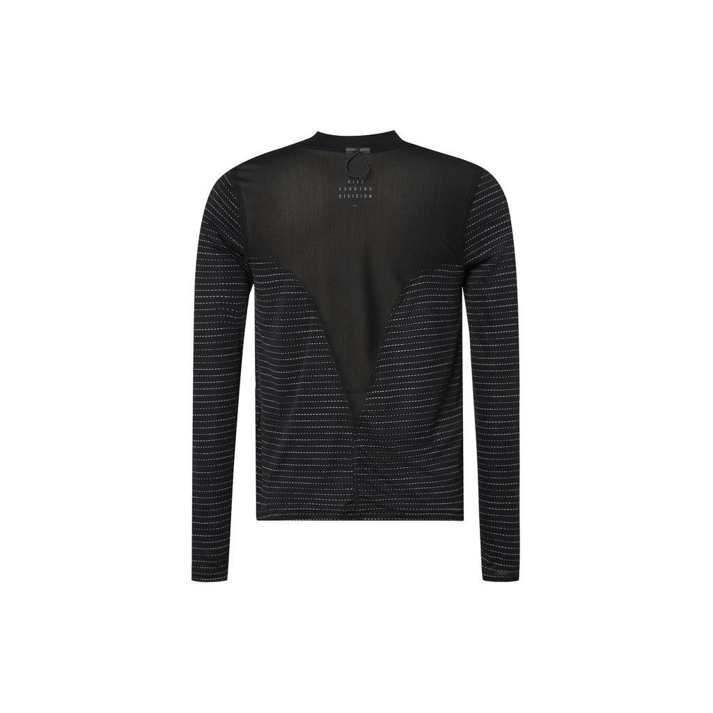 Nike Spliced Stripes Quick-Dry Round Neck Long-Sleeve Athletic Training Top Women Tops Black DD6822-010