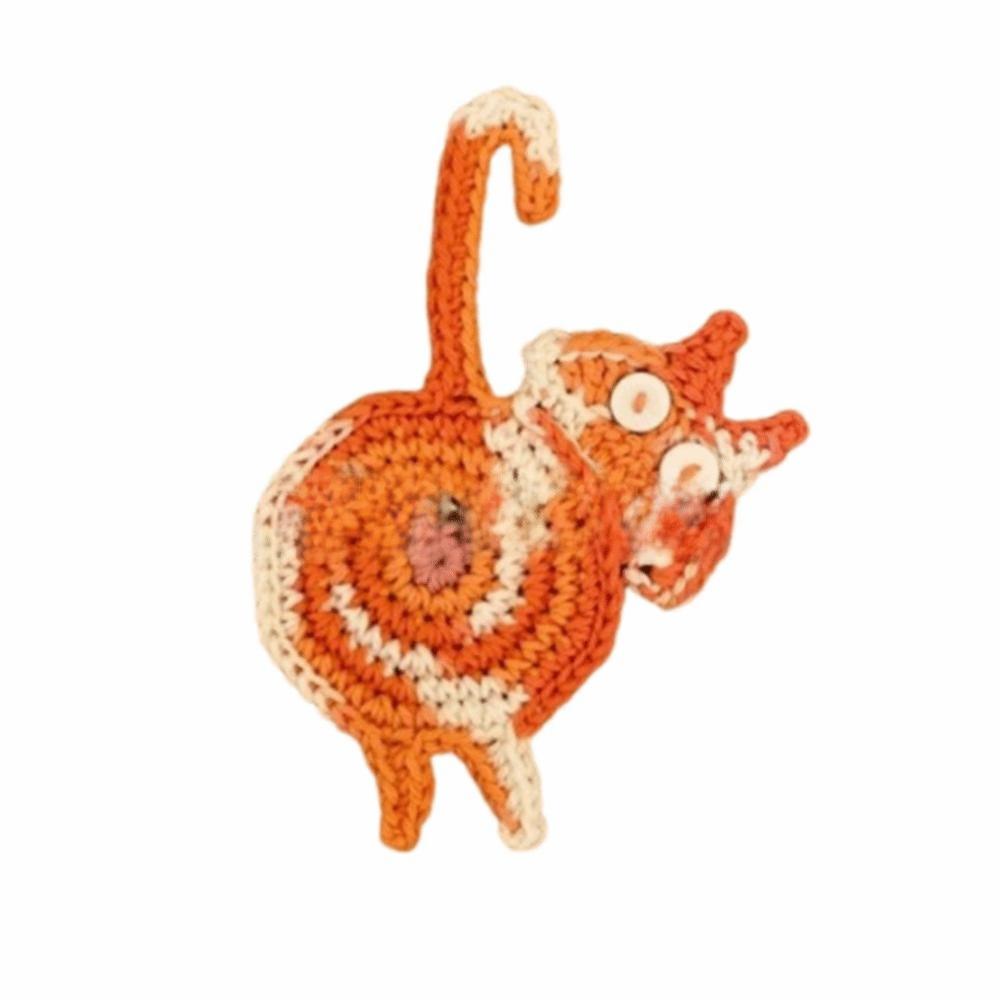 

Lovers Gifts Cute Cat Butt Coasters Non-Slip Knitted Mug Coaster Easy To Clean Absorbent Pads Cute Cat Coasters Coffee&Wine помаранчевий