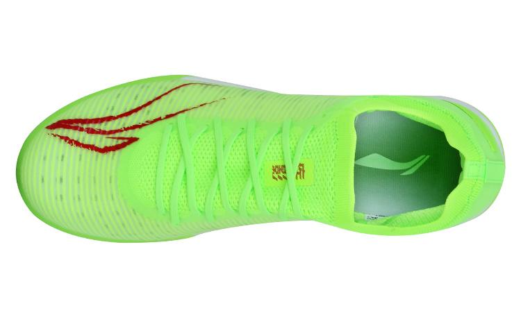 Li Ning Fabric Slip Resistant And Breathable Soccer Shoes Men's Neon Green ASTS001-4