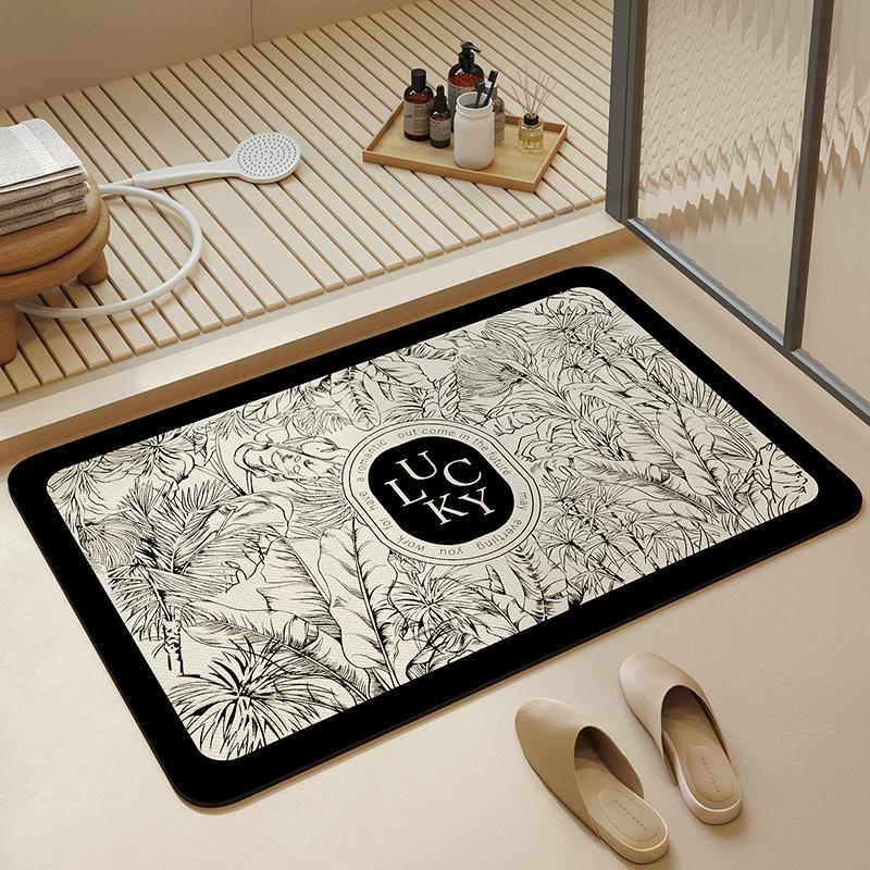 Bathroom Mats Cream Wind Diatom Mud Absorbent Pad Bathroom Entrance Mat Bathroom Toilet Quick-Drying Non Slip Carpet