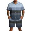 Herren Kurzarm Hemd mit Knöpfen und Shorts Set Lässiges Gestreiftes Zweiteiliges Outfit Entspannte Passform Sommerkleidung für Herren