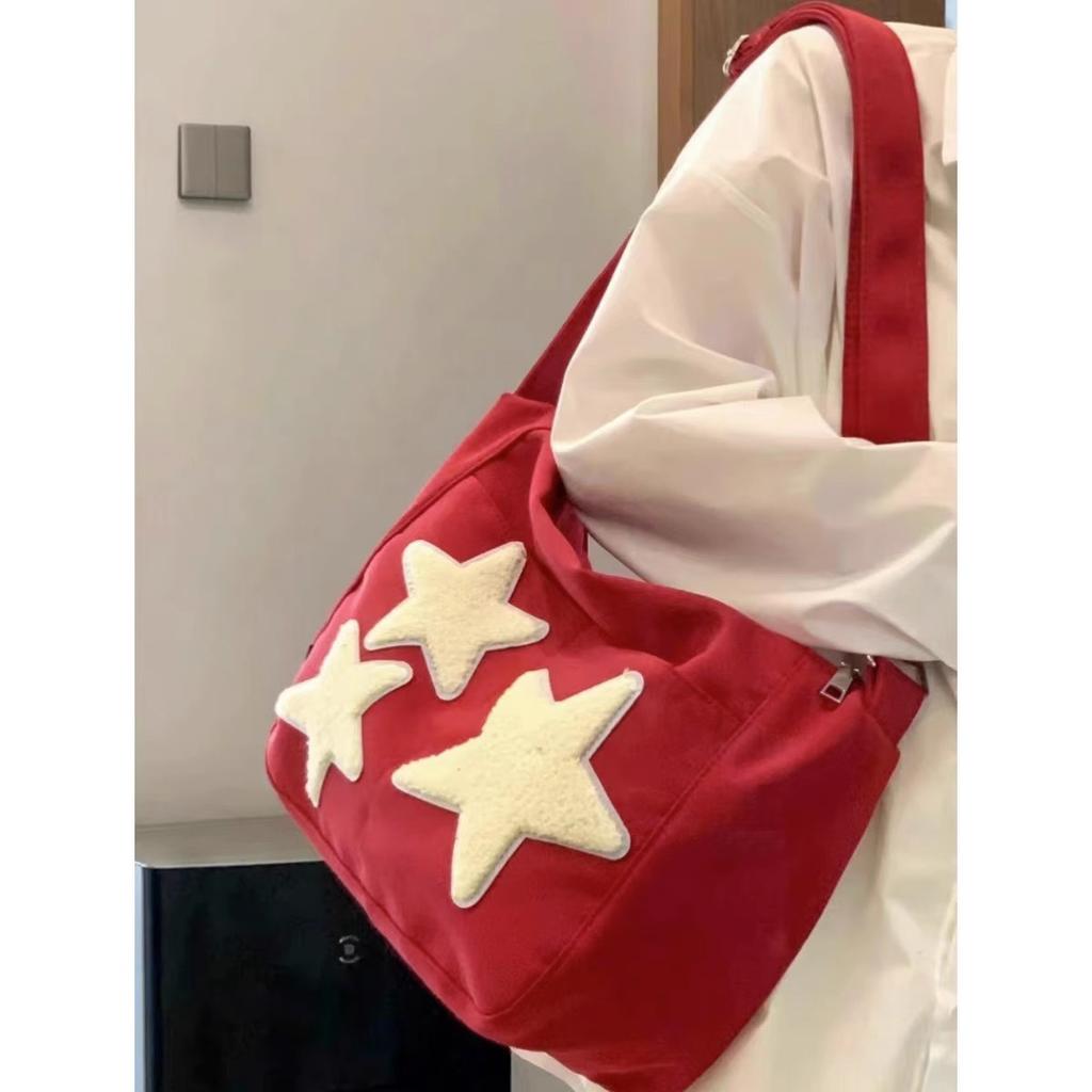 Cute personalized five-pointed star large-capacity tote bag women's casual oblique span bag versatile shoulder bag tide