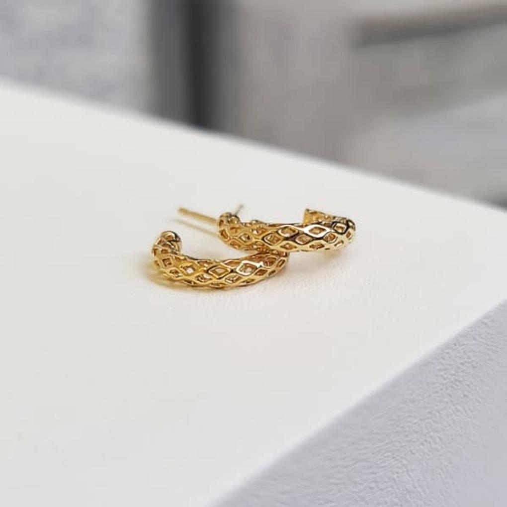 Women's Daily 925 Silver Lattice Half-Ring Earrings