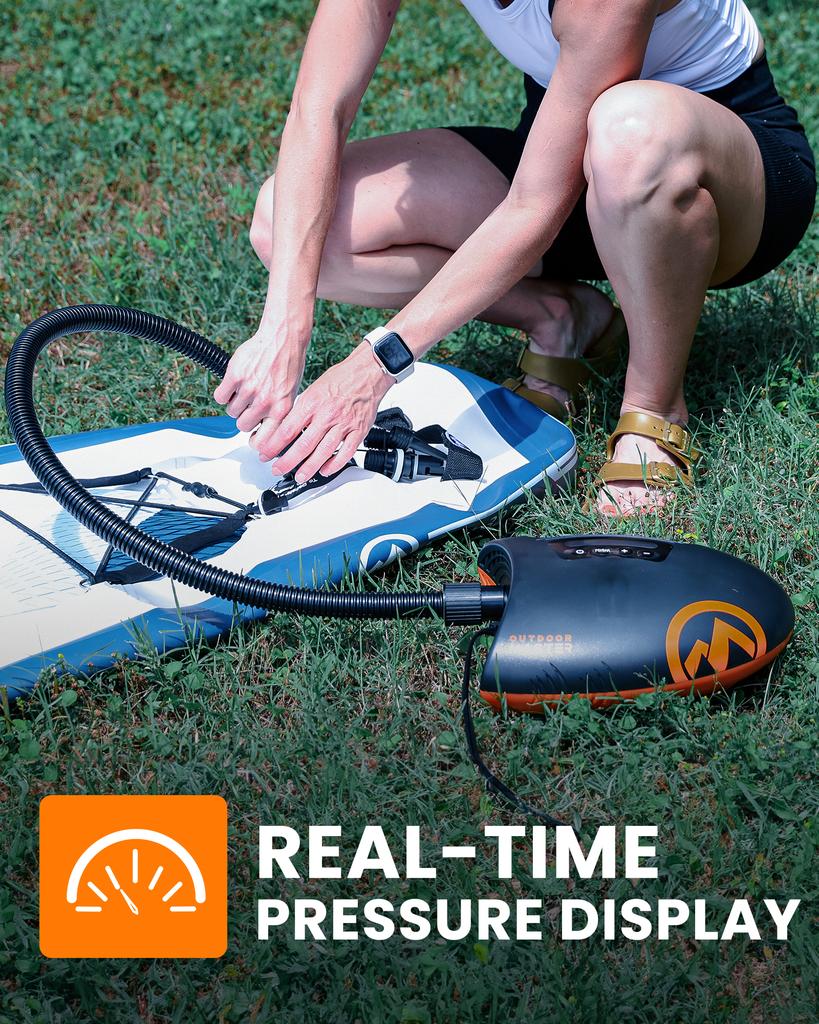 OutdoorMaster Shark 2 Digitale, am Auto betriebene SUP-Pumpe - 12V DC Kabelgebundener Elektrischer Inflator für Stand-Up-Paddling