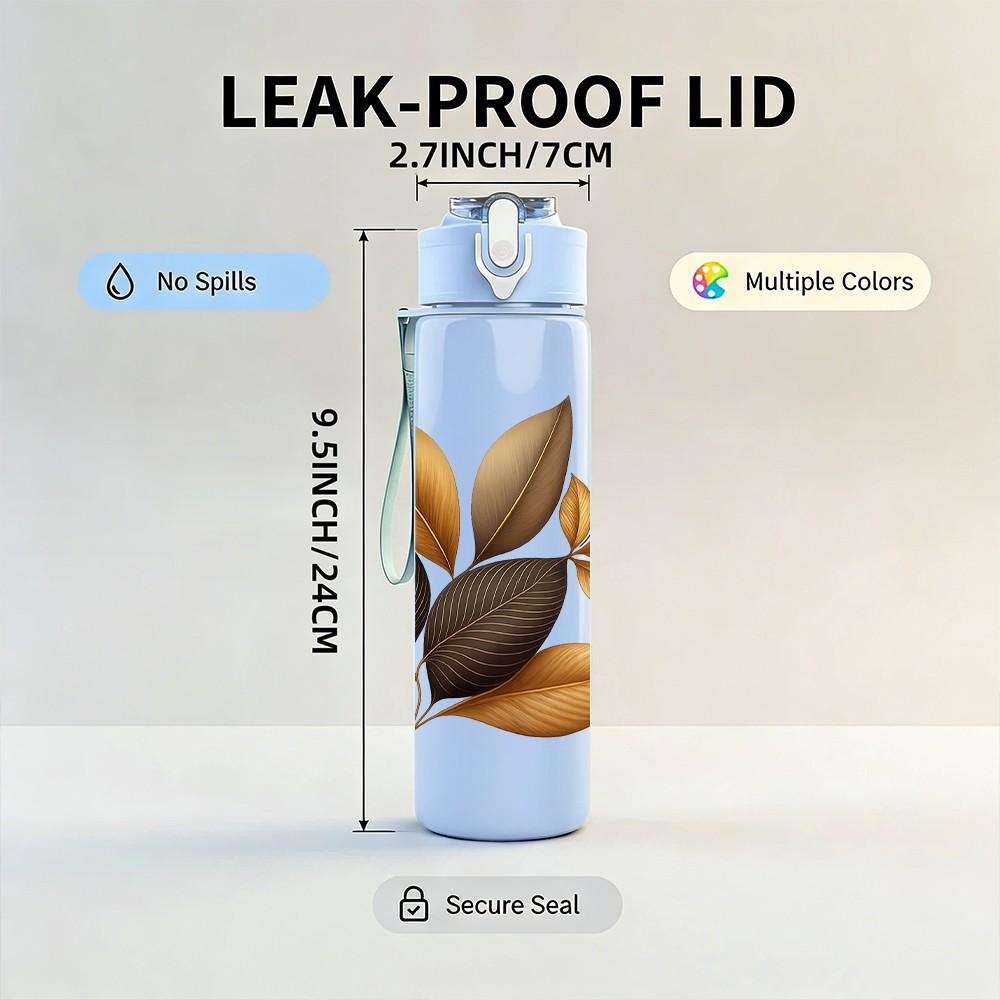 1PC Dried Autumn Leaf Branch 750ml Color Plastic Sports Water Bottle Leakproof Flip Straw Lid Suitable for Sports Office Home Use