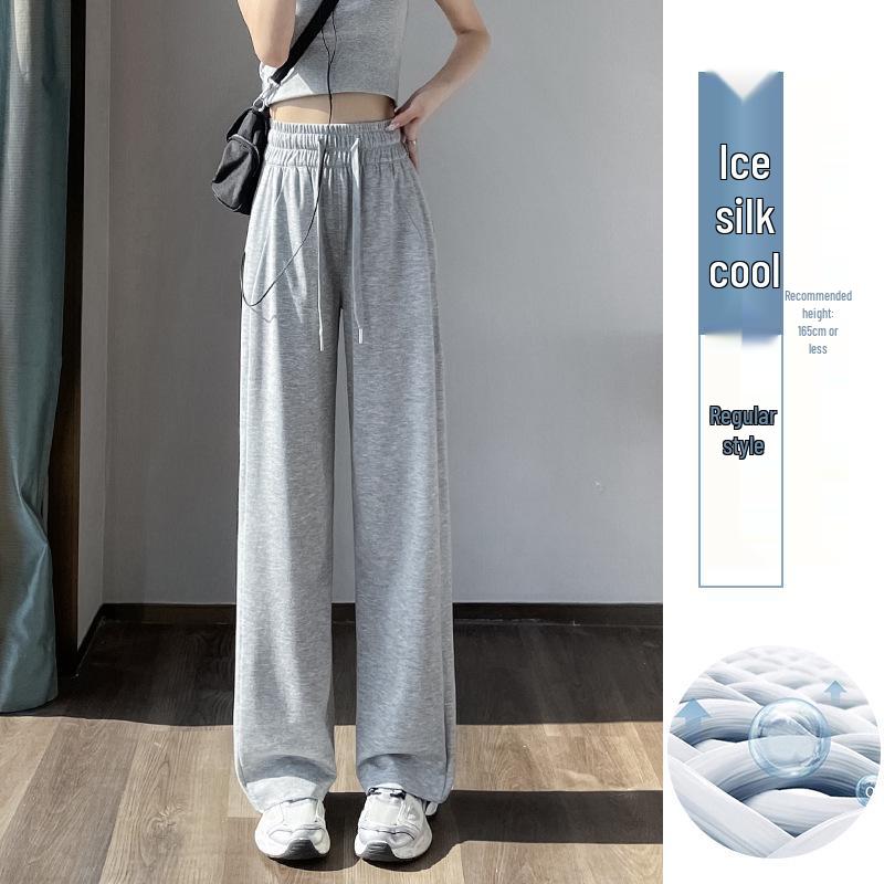 Women's Petite Velvet-Lined Wide-Leg Sweatpants, Straight-Leg Style, Height-Enhancing, 2025 Autumn/Winter Collection.